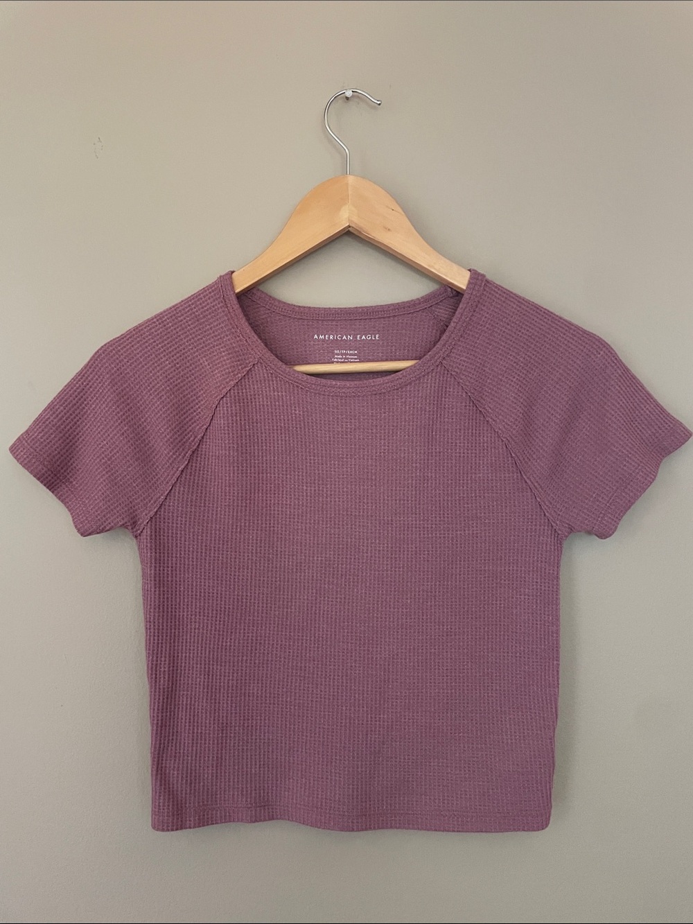 American Eagle Outfitters Short Sleeve Waffle Tee in Mauve